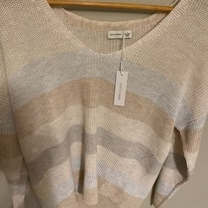 Gentle Fawn Oatmeal Striped Sweater. Size Large. Brand new with tags